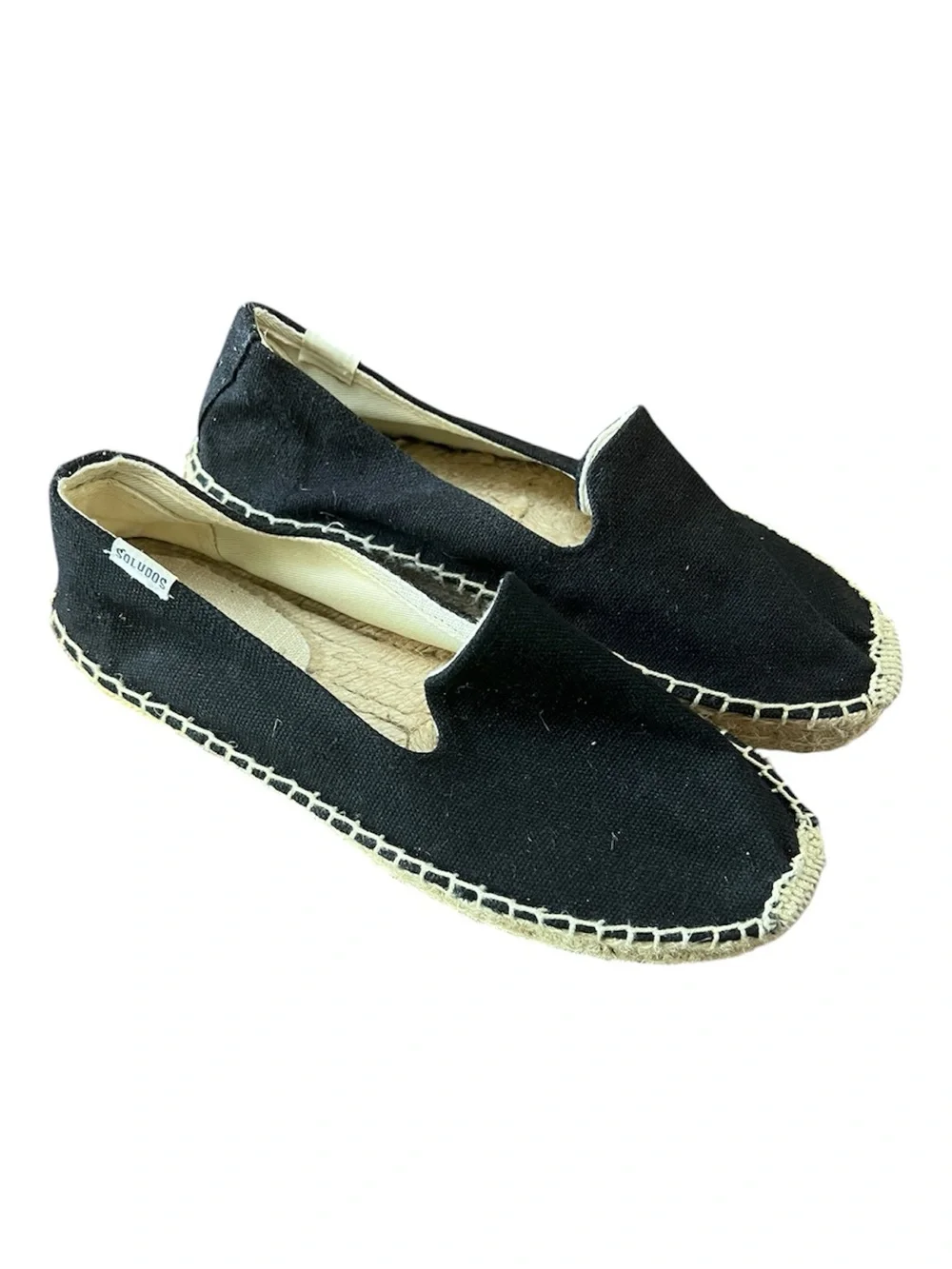 Soludos Espadrilles Womens 8 Black Canvas Slip On Flats Rope Sole